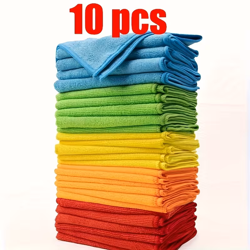 10-Pack Microfibre Cleaning Cloths (Multi-Colour)